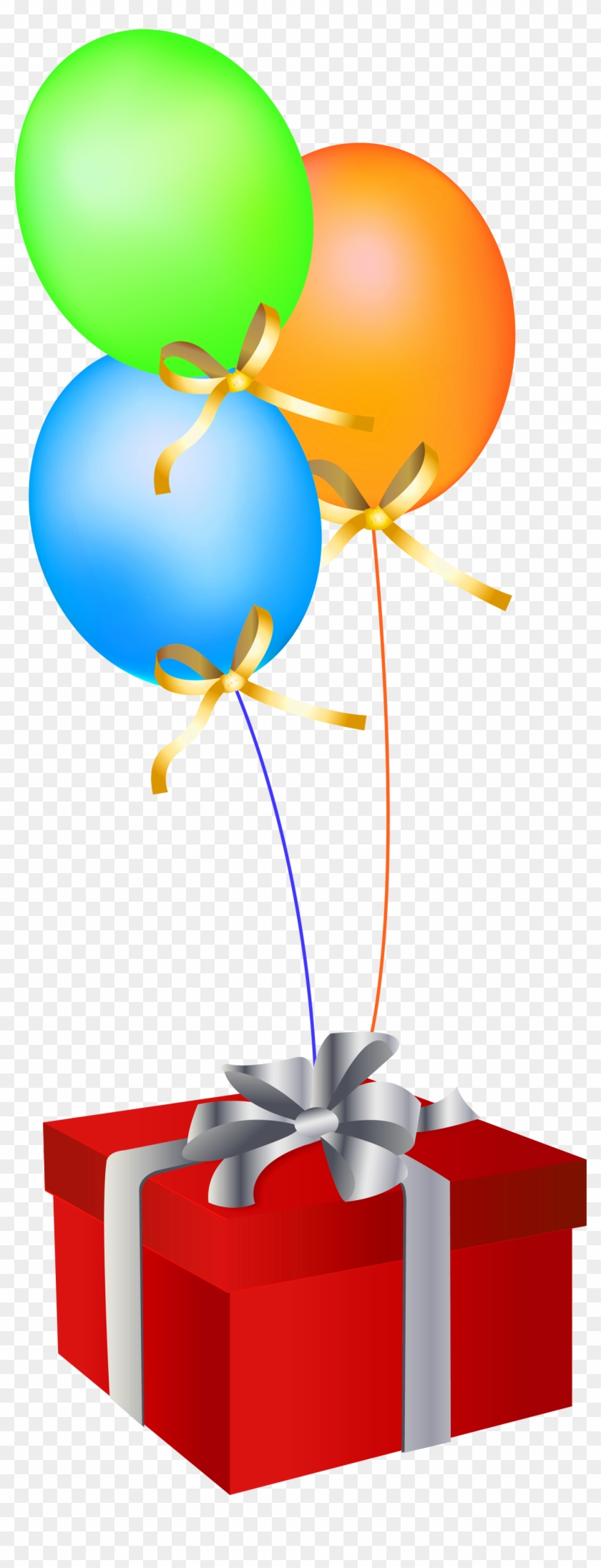 Red Gift Box With Balloons - Red Gift Box With Balloons #1478473
