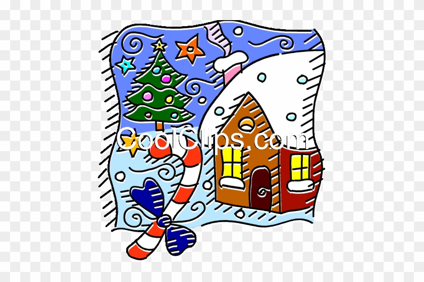 Country Home At Christmas Time Royalty Free Vector - Country Home At Christmas Time Royalty Free Vector #1480174