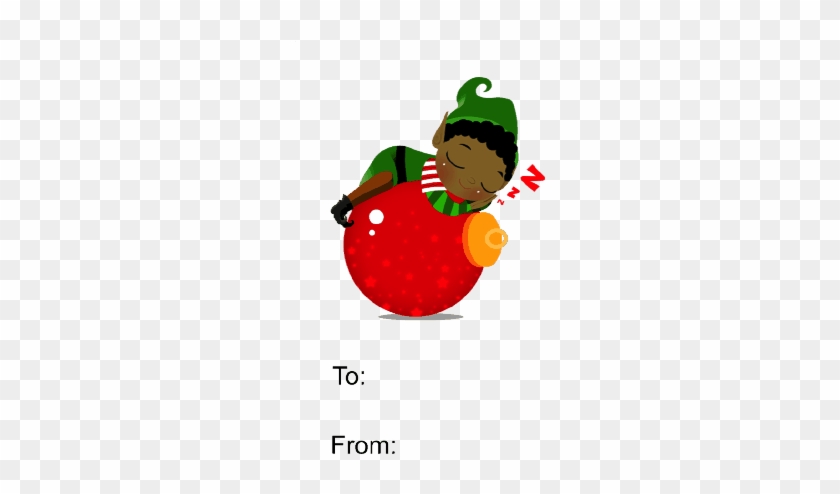 Elf With Ornament Gift Tag - Elf With Ornament Gift Tag #1480181