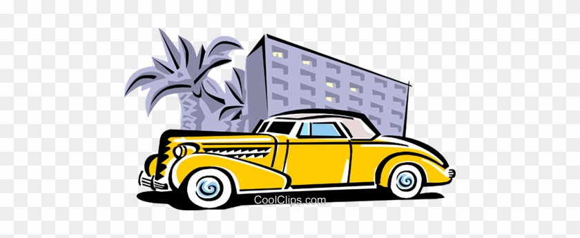 Vintage Automobile With Palm Trees Royalty Free Vector - Vintage Automobile With Palm Trees Royalty Free Vector #1482642