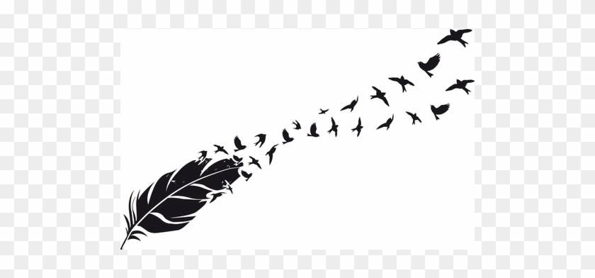 Wall Sticker, Feather With Birds - Wall Sticker, Feather With Birds #1483415