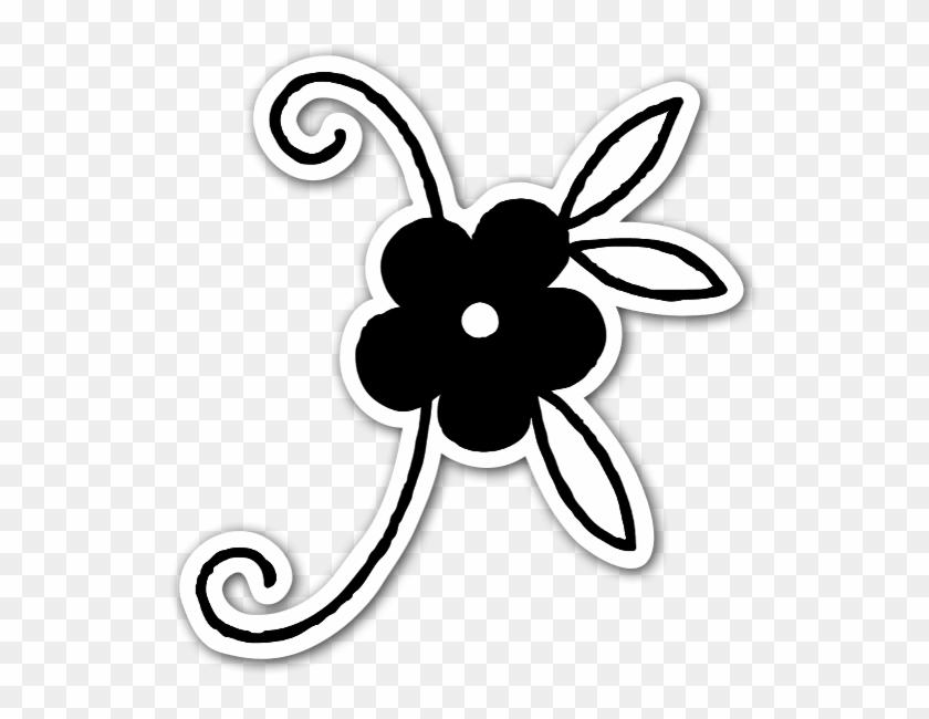 Fleur Noir Simple Sticker - Fleur Noir Simple Sticker #1491890