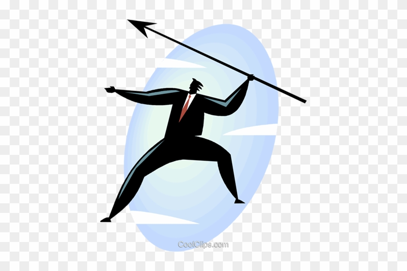 Businessman Throwing A Spear Royalty Free Vector Clip - Businessman Throwing A Spear Royalty Free Vector Clip #1496647
