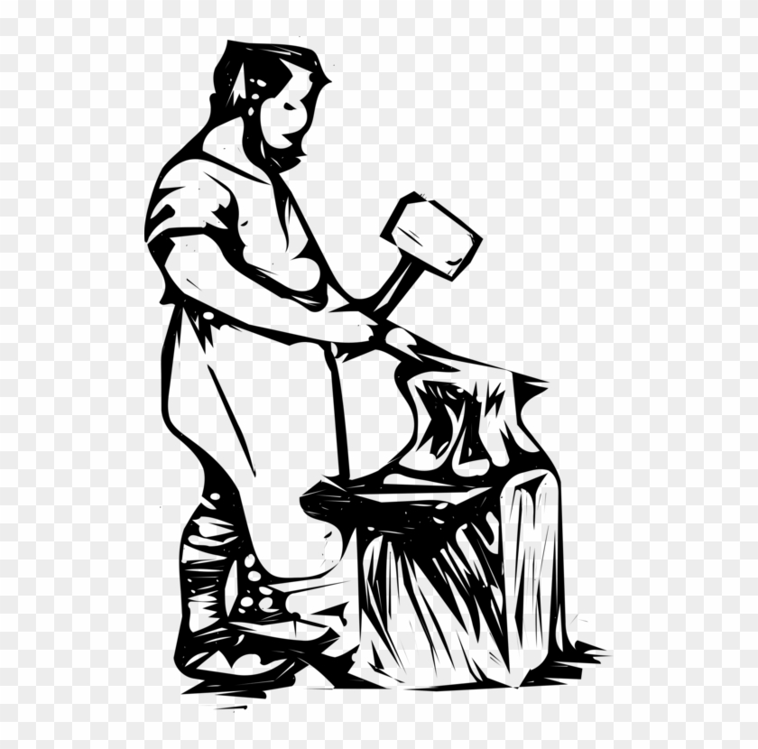 Horse Blacksmith Line Art Cartoon Woman - Horse Blacksmith Line Art Cartoon Woman #1499119