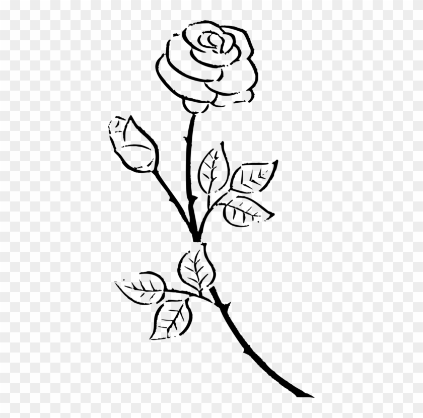Silhouette Drawing Rose Black And White Flower Free - Silhouette Drawing Rose Black And White Flower Free #1499836