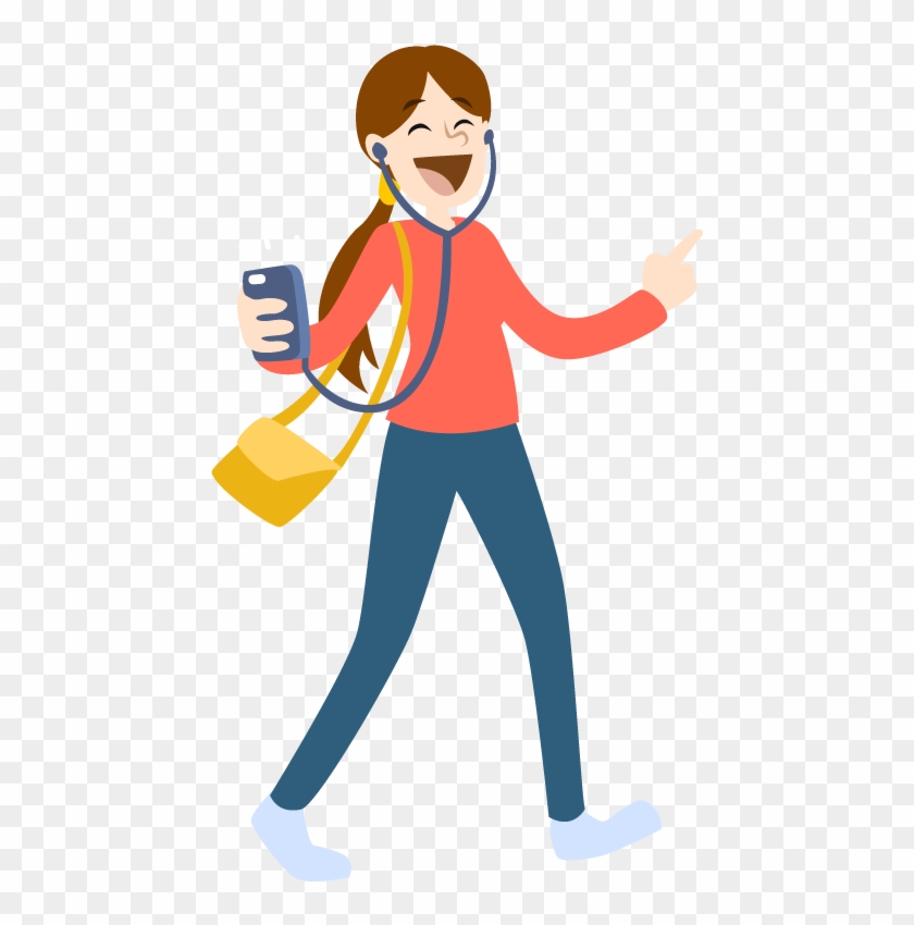 Cartoon Woman Listening To Music With Earphones 1designshop - People Listening To Music Cartoon #233915