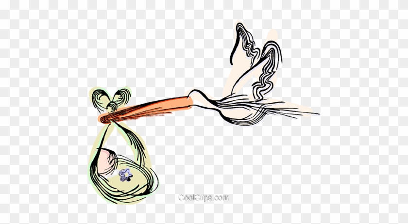 Stork Delivering A Baby Royalty Free Vector Clip Art - Stork Delivering A Baby Royalty Free Vector Clip Art #1510909