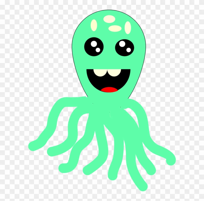 Octopus Smiley Green Line Animal - Octopus Smiley Green Line Animal #1511528