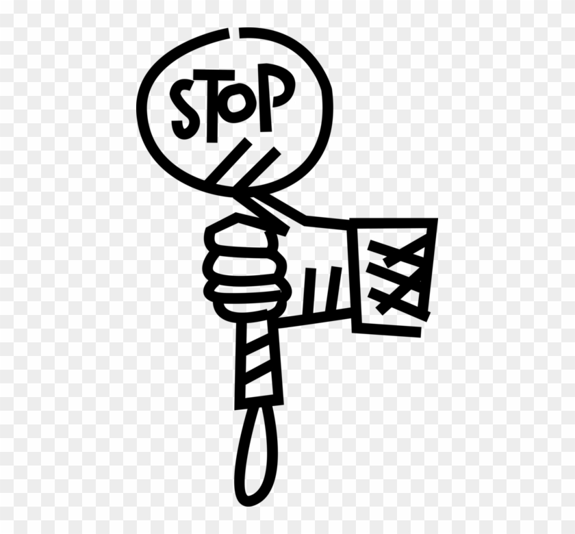 Vector Illustration Of School Crossing Guard Stops - Vector Illustration Of School Crossing Guard Stops #1514219