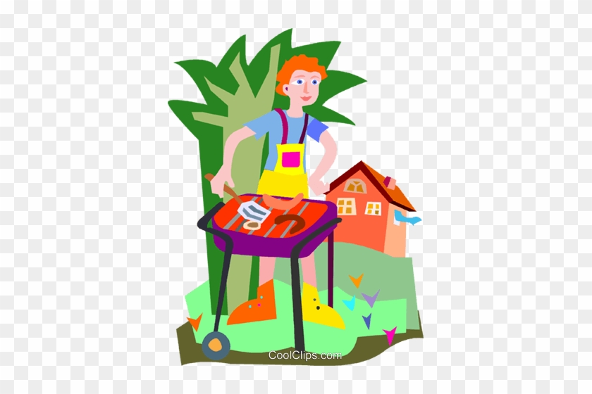 Man Having A Bbq Royalty Free Vector Clip Art Illustration - Man Having A Bbq Royalty Free Vector Clip Art Illustration #1516873