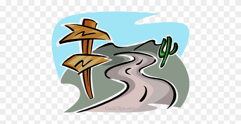 Road With Sign And Cactus Royalty Free Vector Clip - Road With Sign And Cactus Royalty Free Vector Clip #1517908
