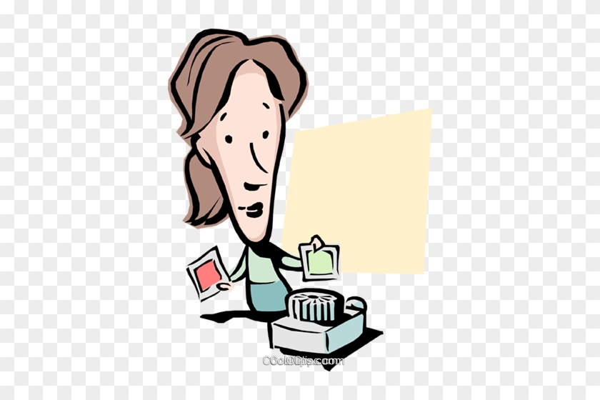 Cartoon Lady With Slides Royalty Free Vector Clip Art - Cartoon Lady With Slides Royalty Free Vector Clip Art #1523907
