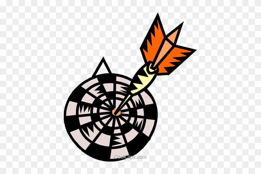 Dartboard With Dart Royalty Free Vector Clip Art Illustration - Dartboard With Dart Royalty Free Vector Clip Art Illustration #1524137
