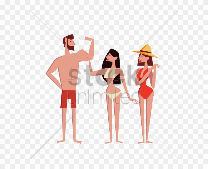 Man Flexing Arms At Beach V矢量图形 - Man Flexing Arms At Beach V矢量图形 #1529607