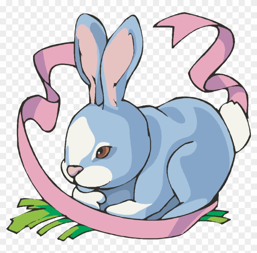 Rabbit Clipartpetsbunch - Com - Petsbunch - Com - Darling Happy Easter Bunny With Ribbon Key Ring Keychain, #237525
