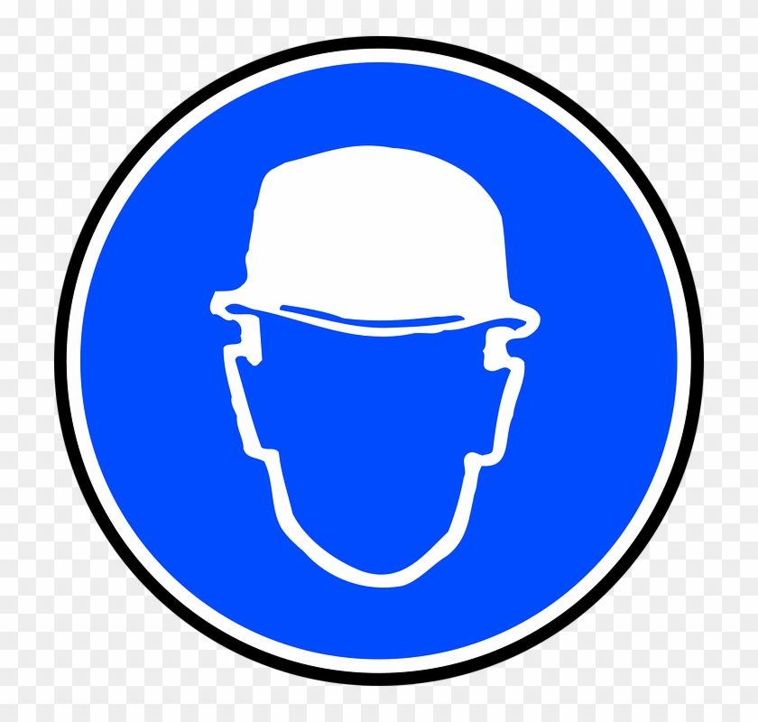 Head, Sign, Blue, Symbol, Silhouette, Safety, Signs - Ppe Symbols Hard Hat #240154