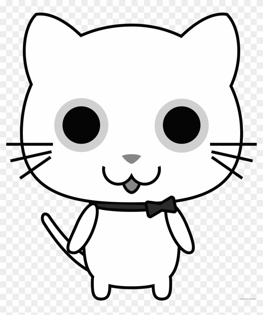 White Cat Animal Free Black White Clipart Images Clipartblack - Cute Kawaii Notebook: Blue Bunny,100 Lined Pages For #241099