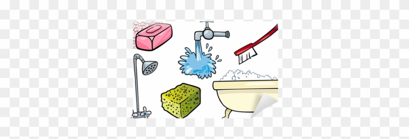Hygiene Objects Cartoon Illustration Set Wall Mural - Hygiene Objects Cartoon Illustration Set Wall Mural #1533146