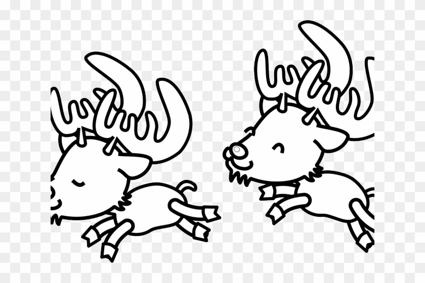 Monochrome Clipart Reindeer - Monochrome Clipart Reindeer #1536416