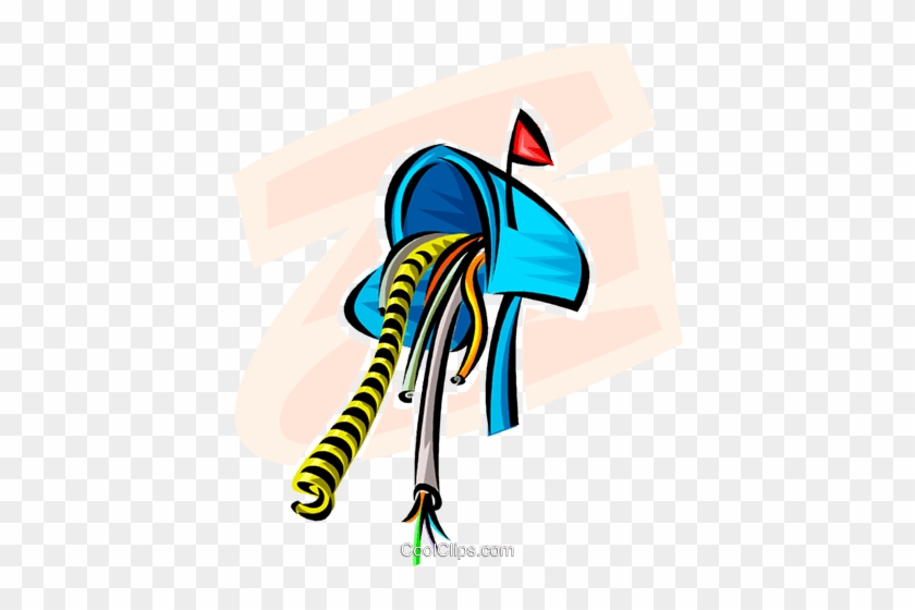 Mailbox With Wires Royalty Free Vector Clip Art Illustration - Mailbox With Wires Royalty Free Vector Clip Art Illustration #1545232