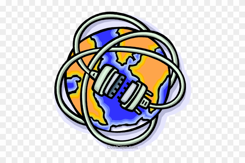 World Wrapped Up In Wires Royalty Free Vector Clip - World Wrapped Up In Wires Royalty Free Vector Clip #1545254