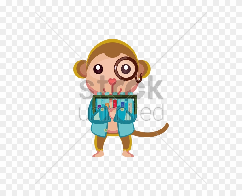 Monkey Holding Test Tube Rack Vector Image - Monkey Holding Test Tube Rack Vector Image #1550316