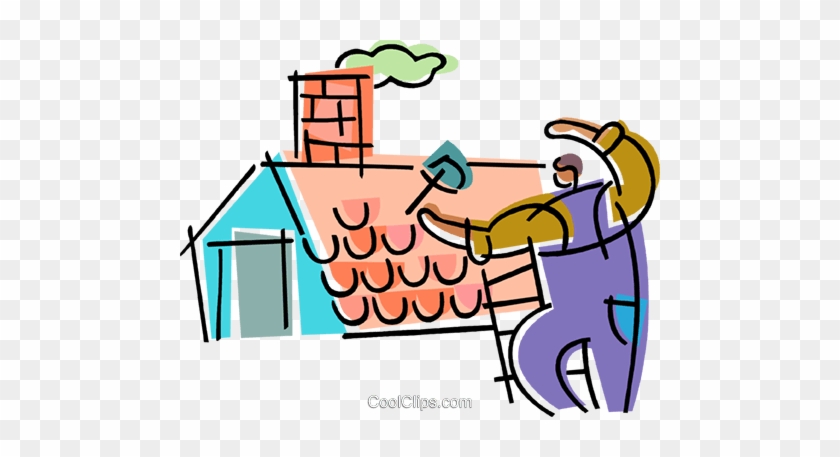 Roofing Repair Royalty Free Vector Clip Art Illustration - Roofing Repair Royalty Free Vector Clip Art Illustration #1554457