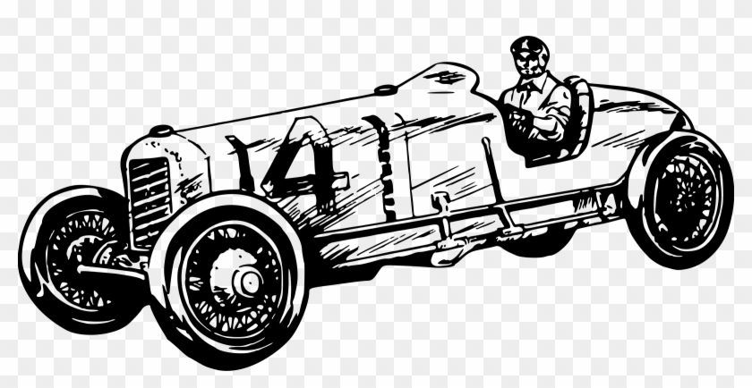 Vintage Race Car Clipart - Car Racing Black And White Vintage #37604