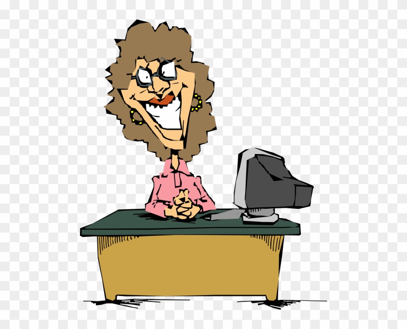 Free Vector Woman Using A Computer Clip Art - Computer Clip Art #38192