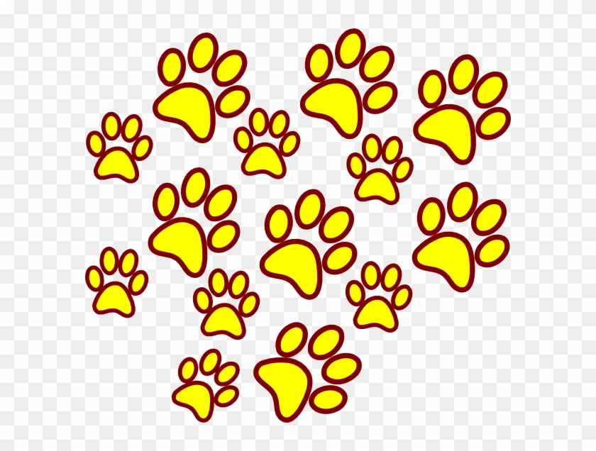 Yellow Paw Print Multi Clip Art - Clip Art #40589
