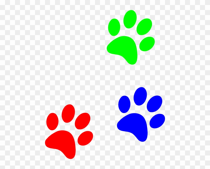 Dog Paw Prints Primary Colors Paw Prints Clip Art Vector - Paw Print Clip Art #42120