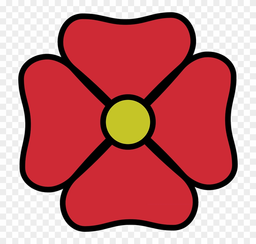 Red Green Flower Flowers Cartoon Free Plant Four - Clip Art #42334