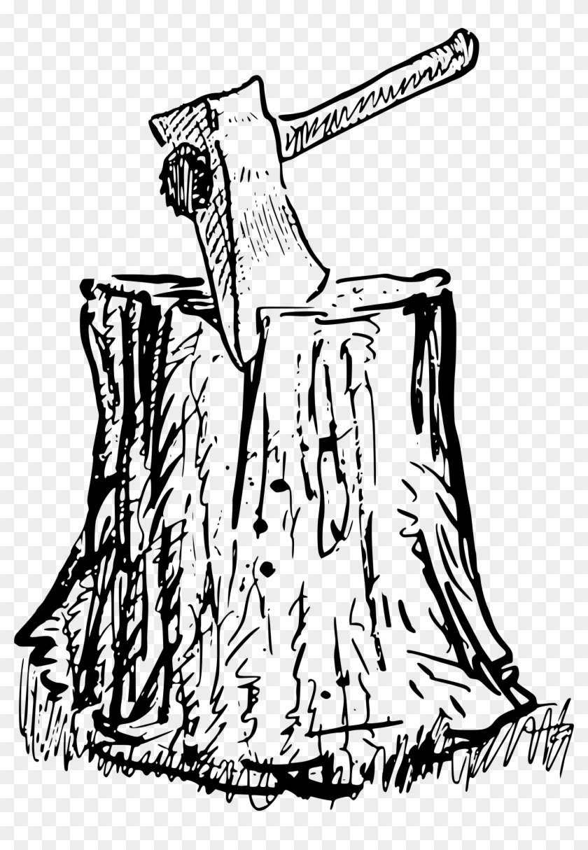 Tree Stump Axe Trunk Clip Art - Axe In Tree Stump Drawing #44168