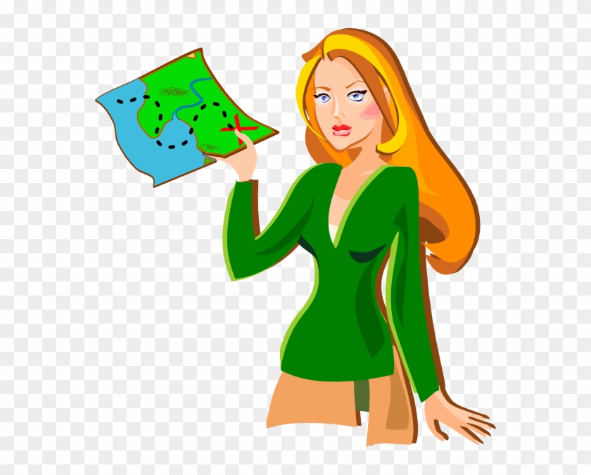 Girl Holding A Map Clip Art At Clker - Girl Holding A Map Clip Art At Clker #1555460