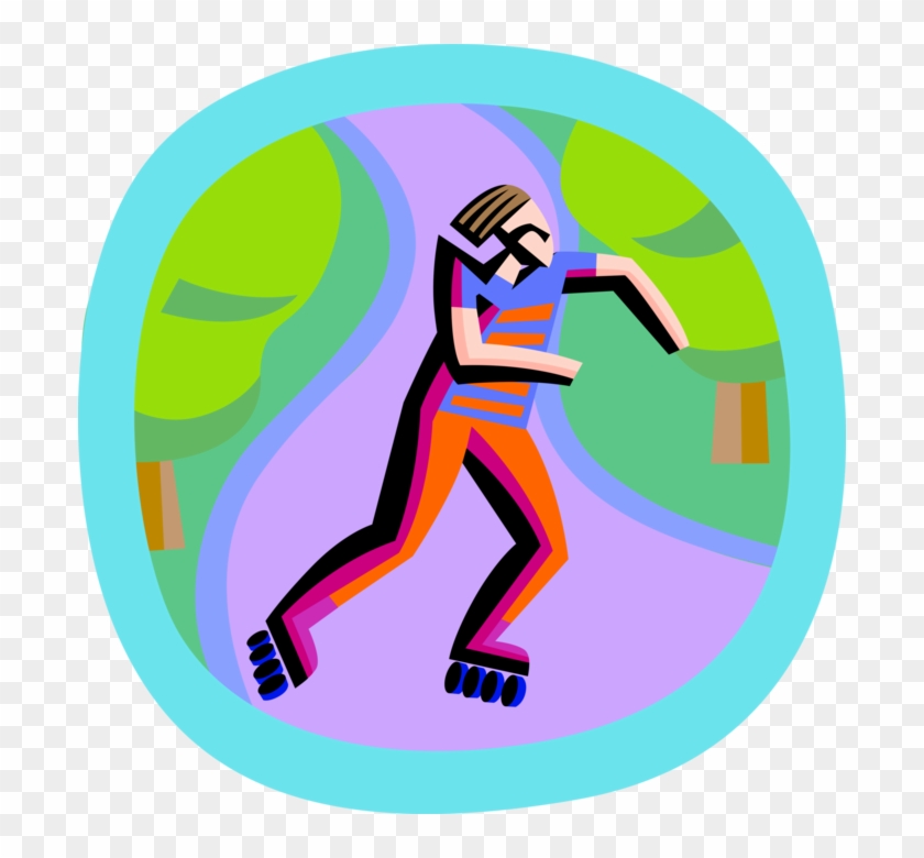 Vector Illustration Of Rollerblader Rollerblading On - Vector Illustration Of Rollerblader Rollerblading On #1561064