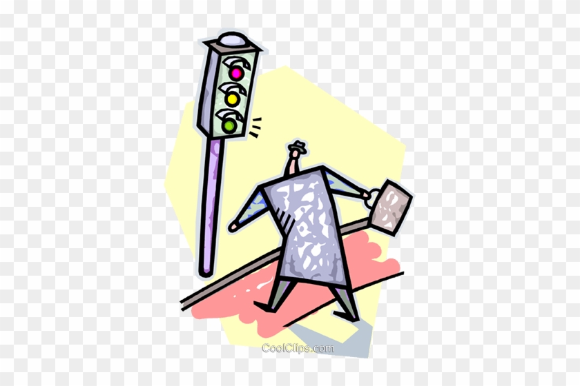 Businessman Standing At A Traffic Light Royalty Free - Businessman Standing At A Traffic Light Royalty Free #1561260
