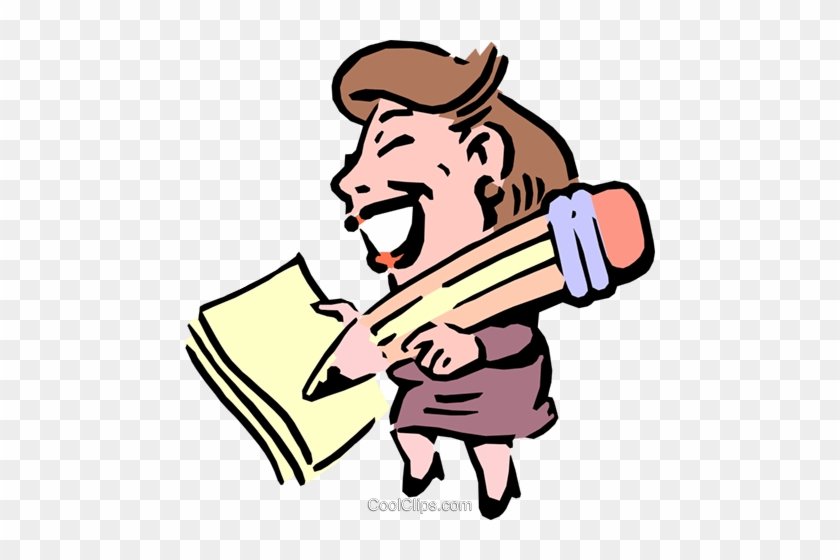 Cartoon Woman Writing Royalty Free Vector Clip Art - Cartoon Woman Writing Royalty Free Vector Clip Art #1563847