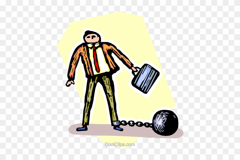 Businessman With A Ball And A Chain Royalty Free Vector - Businessman With A Ball And A Chain Royalty Free Vector #1564496