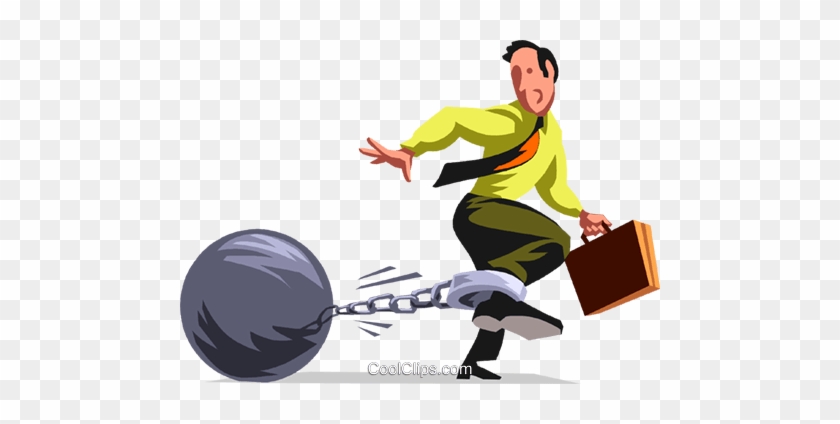 Businessman With A Ball & Chain Royalty Free Vector - Businessman With A Ball & Chain Royalty Free Vector #1564499