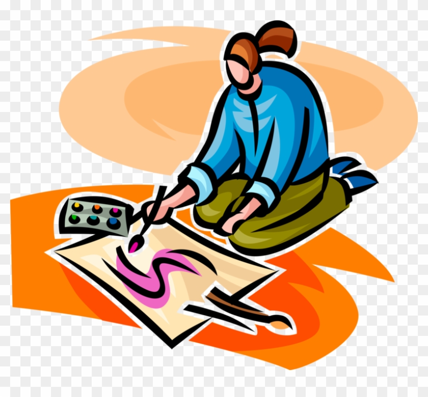 Vector Illustration Of Visual Arts Artist Painting - Vector Illustration Of Visual Arts Artist Painting #1566874