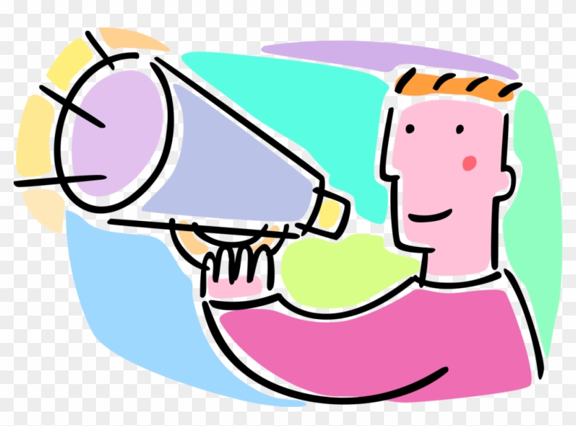 Vector Illustration Of Using Megaphone Or Bullhorn - Vector Illustration Of Using Megaphone Or Bullhorn #1567029