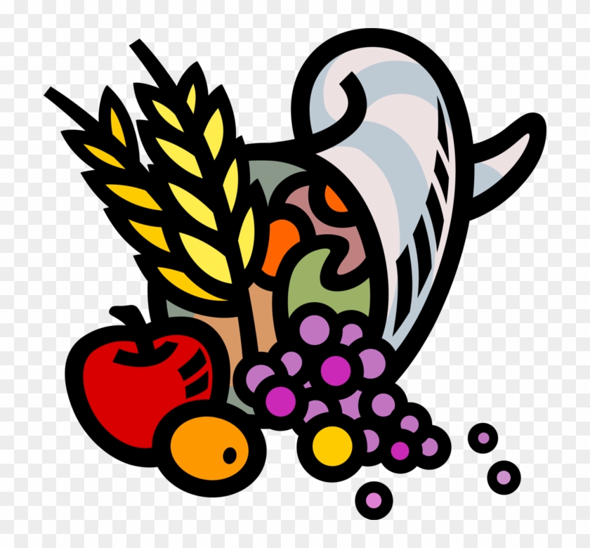 Vector Illustration Of Cornucopia Horn Of Plenty With - Vector Illustration Of Cornucopia Horn Of Plenty With #1567281