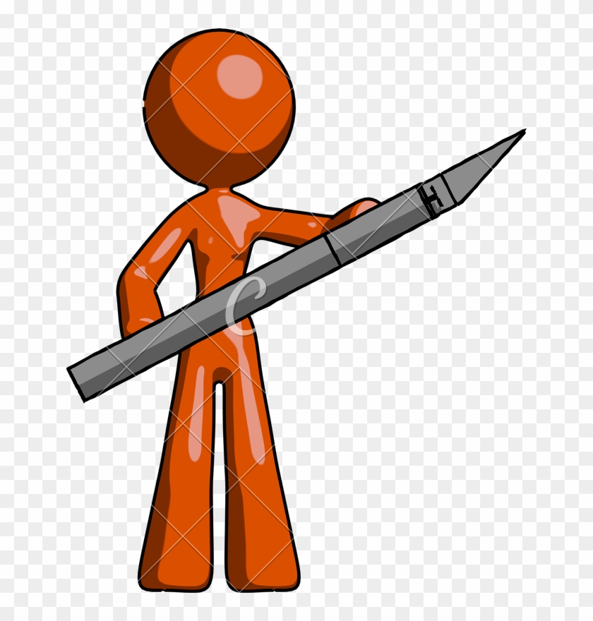 Mascot Woman Holding Large Scalpel - Mascot Woman Holding Large Scalpel #1569104