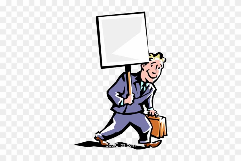 Man Carrying Sign Royalty Free Vector Clip Art Illustration - Man Carrying Sign Royalty Free Vector Clip Art Illustration #1569665