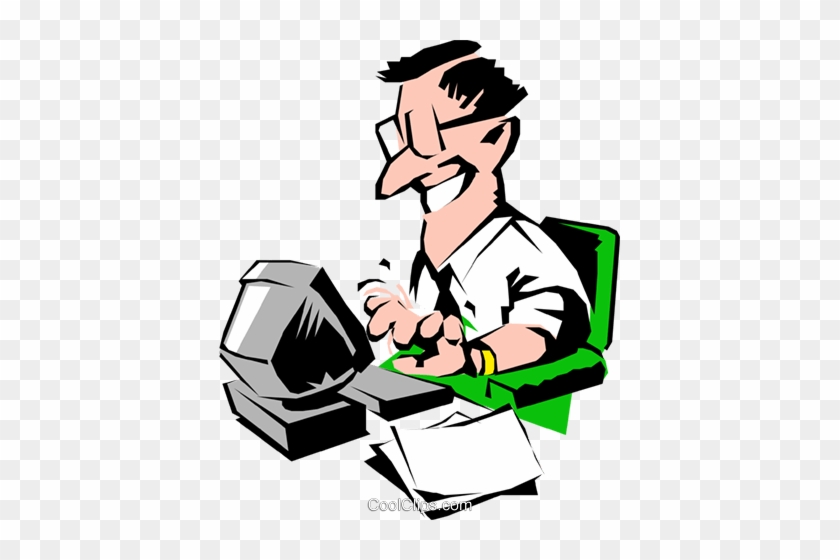 Cartoon Man At Computer Royalty Free Vector - Cartoon Man At Computer Royalty Free Vector #1579082