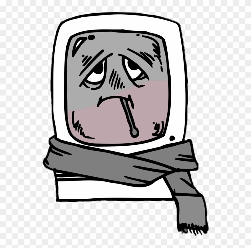 Computer With A Virus Wearing A Scarf - Computer With A Virus Wearing A Scarf #1579665