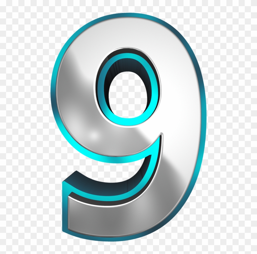 Metallic And Blue Number Nine Png Clipart Image - Number Nine Png #245404