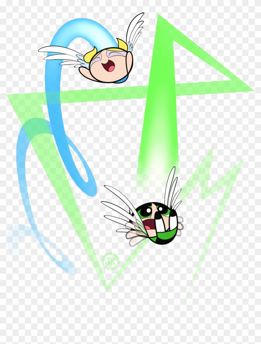 Bubbles And Buttercup Flying By Jksketchy - The Powerpuff Girls #247108