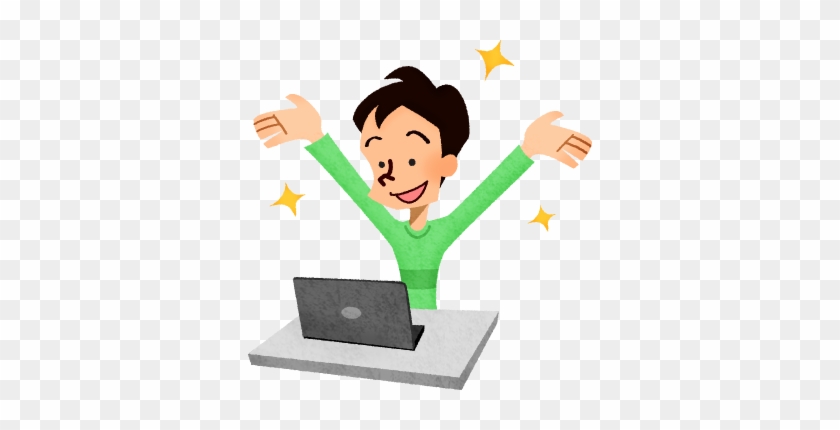 Hombre Feliz Frente A La Computadora - Hombre Feliz Frente A La Computadora #1581972