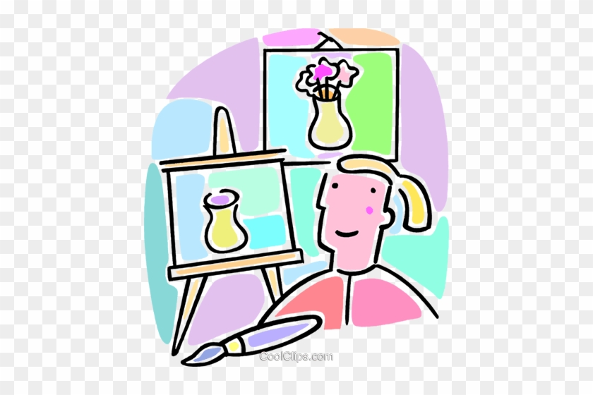 Student In Art Class Royalty Free Vector Clip Art Illustration - Student In Art Class Royalty Free Vector Clip Art Illustration #1583234